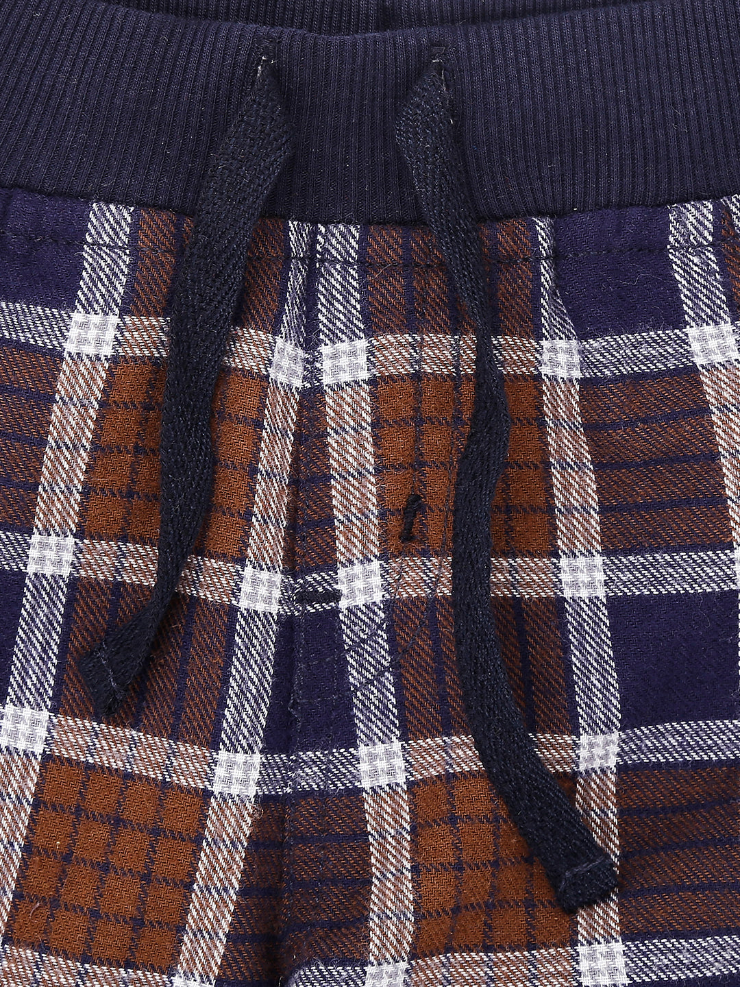 Boys Brown Checks Cotton Trouser Elasticated