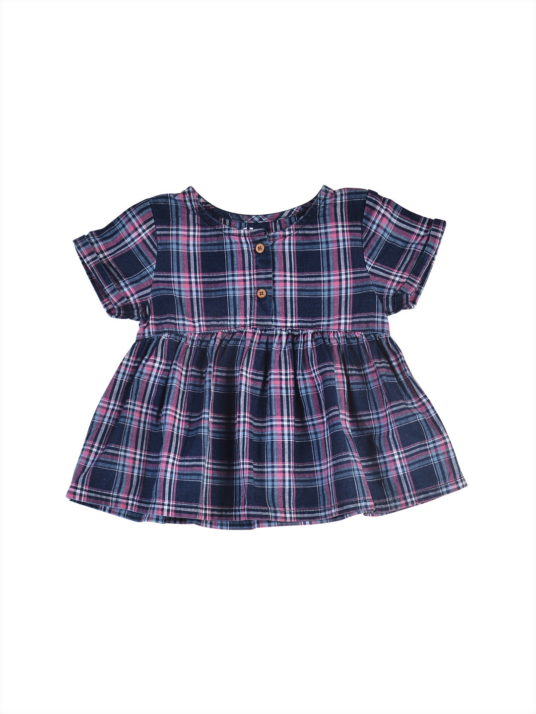 Girls Blue Checks Cotton Co-Ordinate 2 Piece