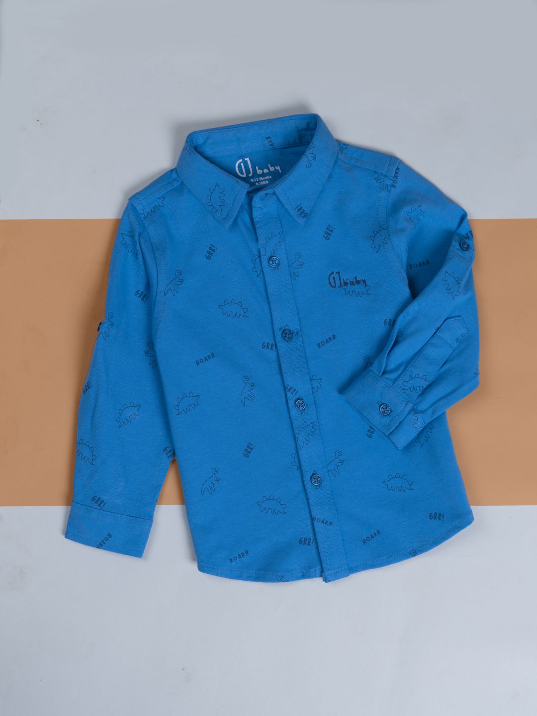 Boys Blue Conversational Print Cotton Full Sleeves Shirt