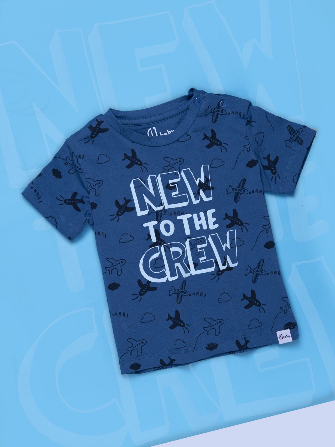 Boys Blue Printed Cotton Half Sleeves T-Shirt