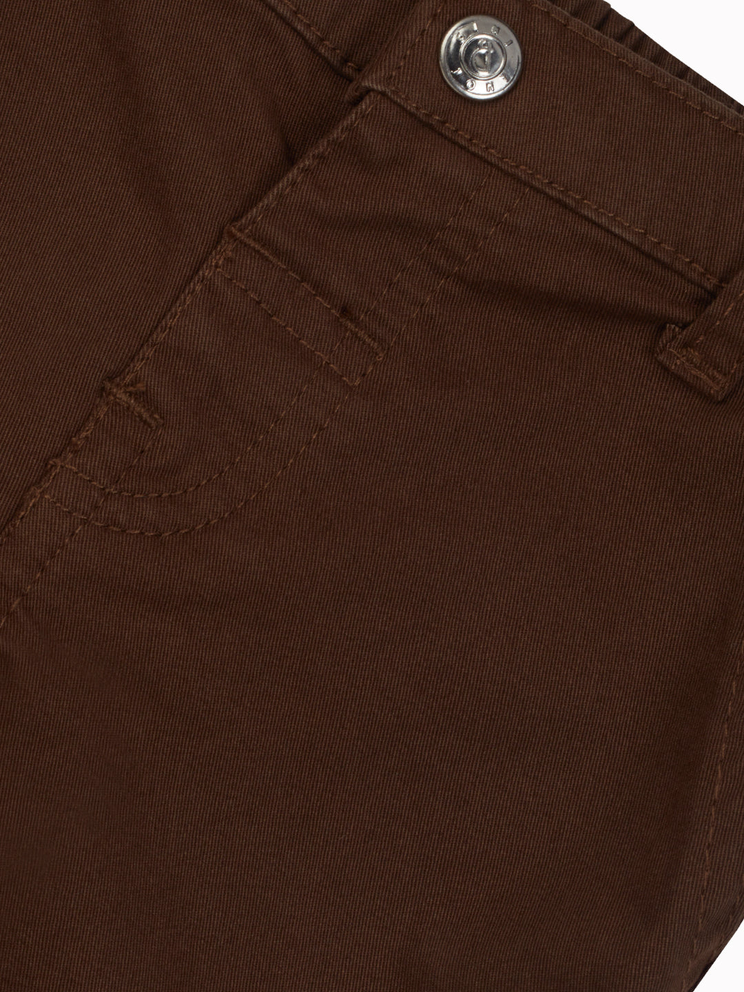 Boys Brown Solid Cotton Trouser Elasticated