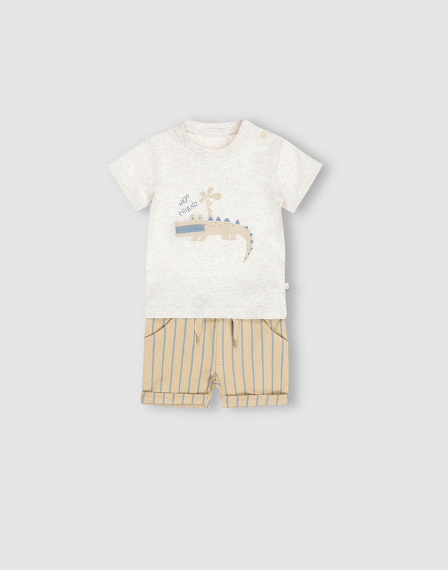 GJ Baby Off White Cotton Co Ordinate Half Sleeves