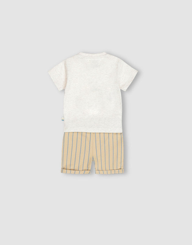 GJ Baby Off White Cotton Co Ordinate Half Sleeves