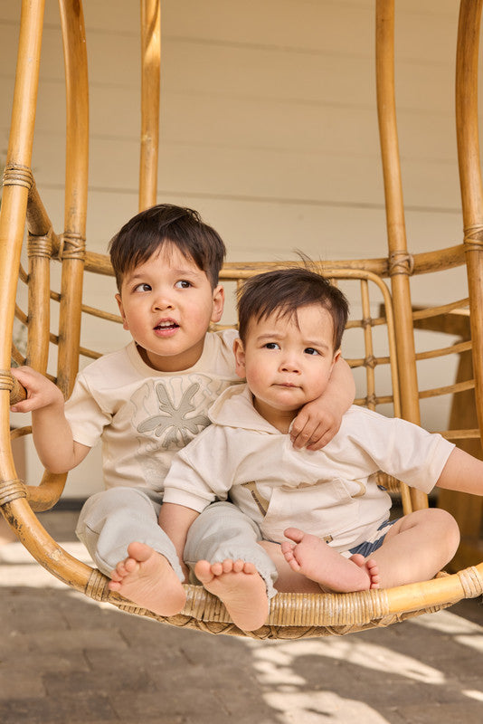 GJ Baby Boys Off White Cotton T-Shirt Half Sleeves