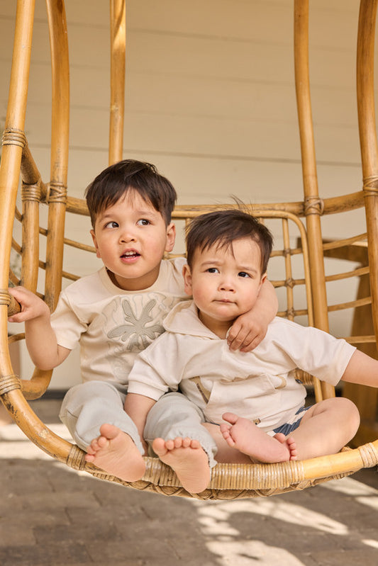 GJ Baby Off White Cotton T-Shirt Half Sleeves