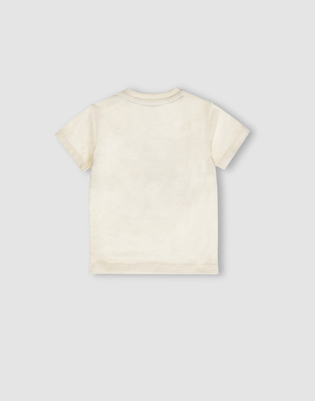 GJ Baby Boys Off White Cotton T-Shirt Half Sleeves