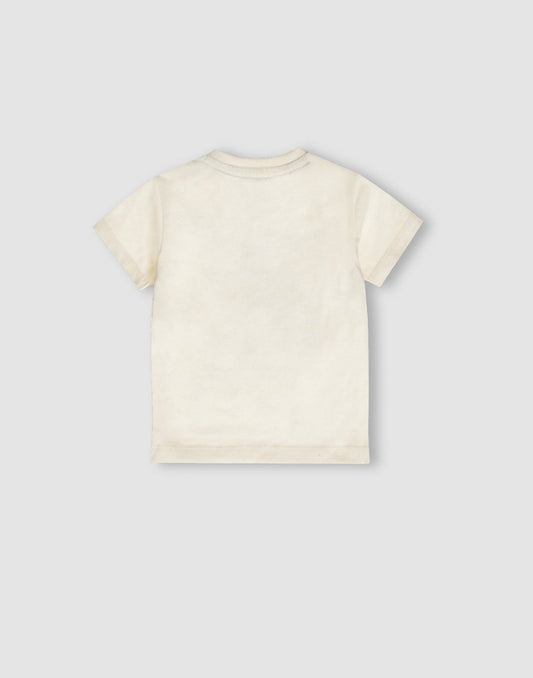 GJ Baby Off White Cotton T-Shirt Half Sleeves