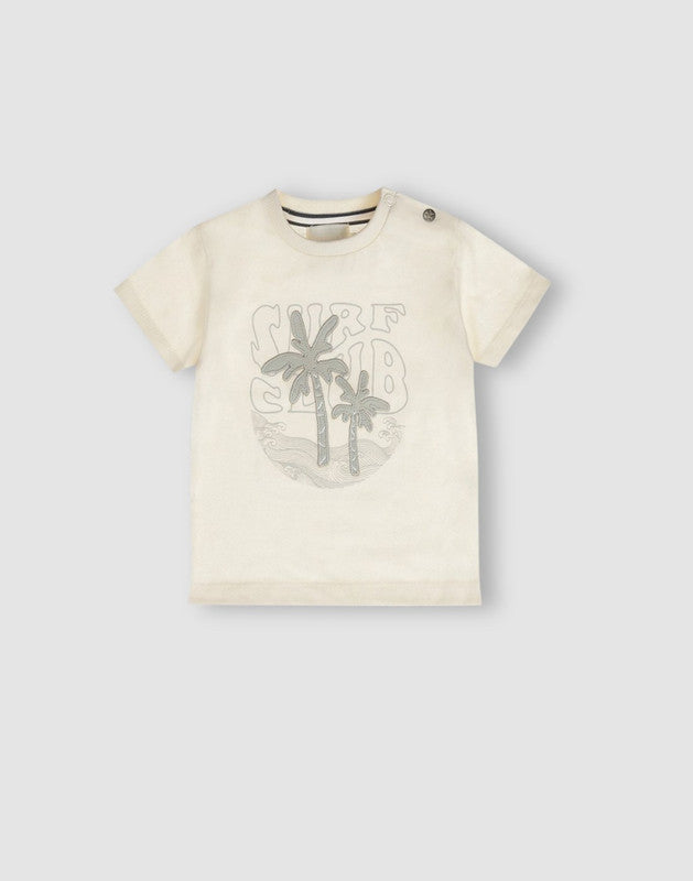 GJ Baby Boys Off White Cotton T-Shirt Half Sleeves
