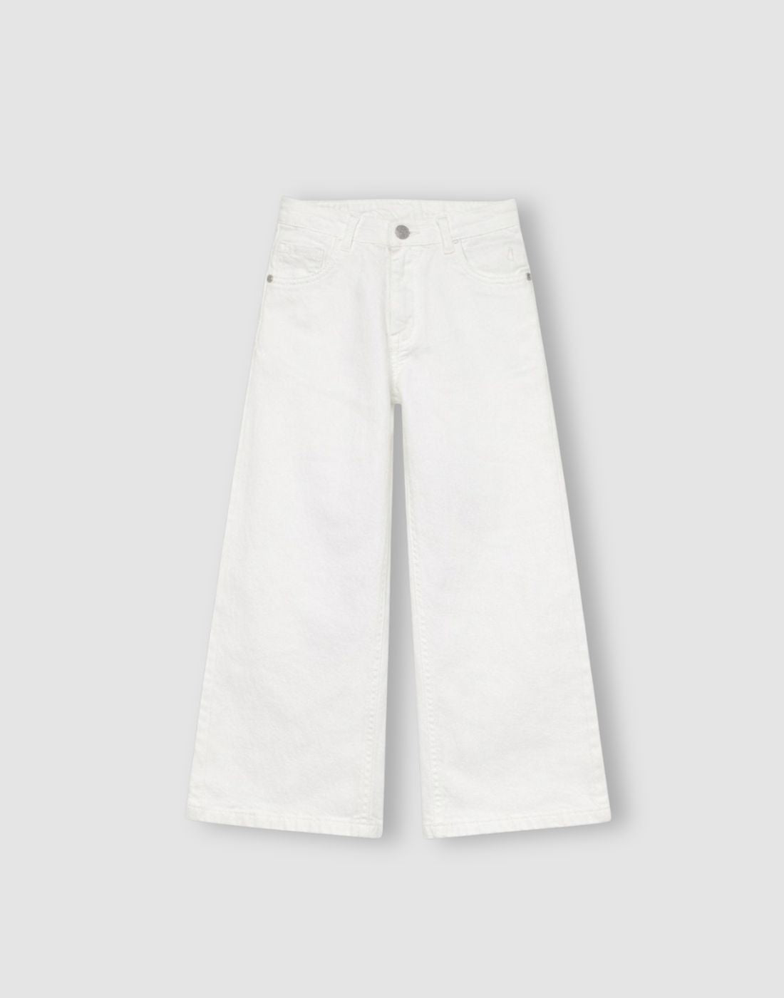 Gini and Jony Girls White Solid Wide Leg Jeans