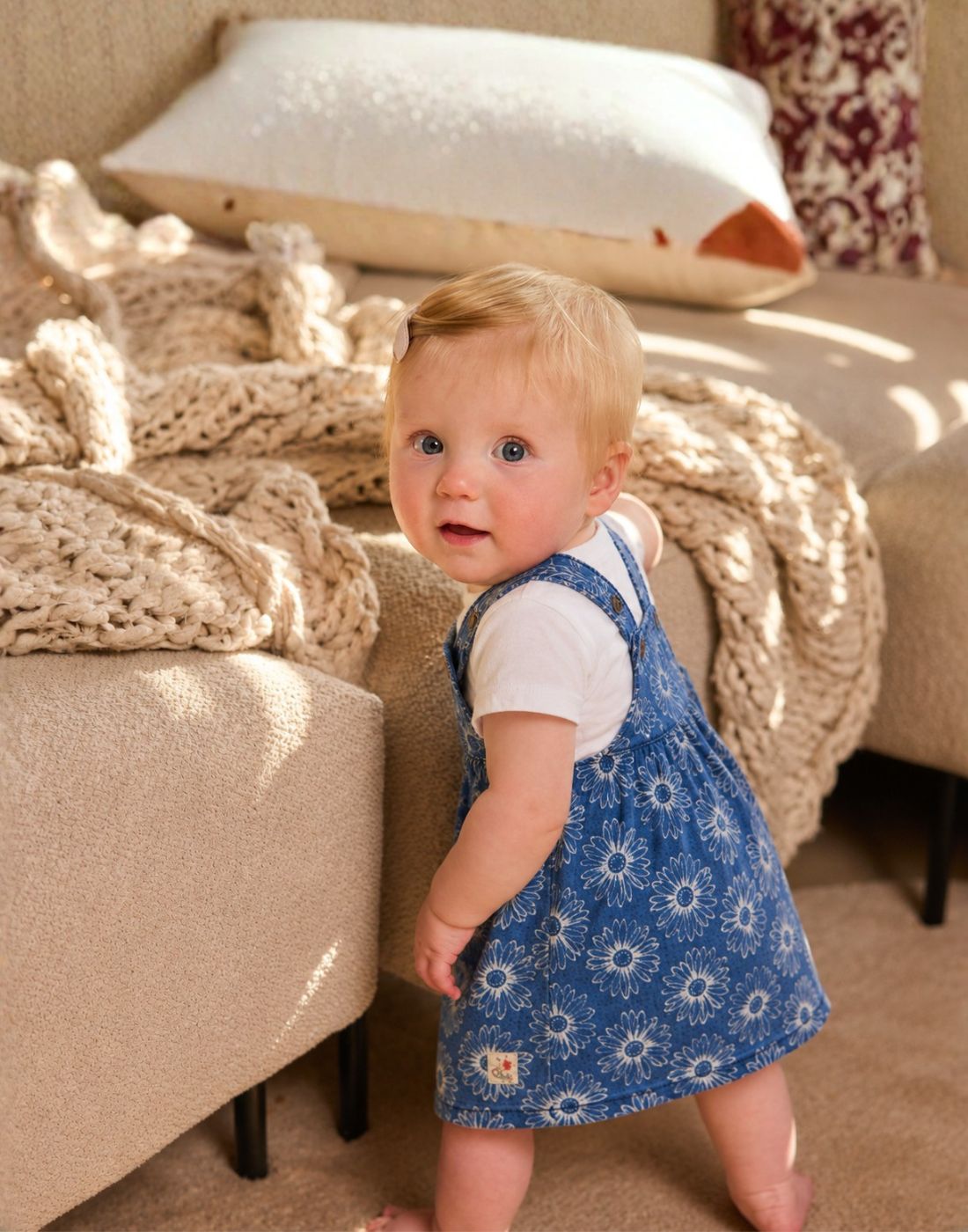 GJ Baby Tencel Denim Dungaree Set with Half Sleeve T-Shirt