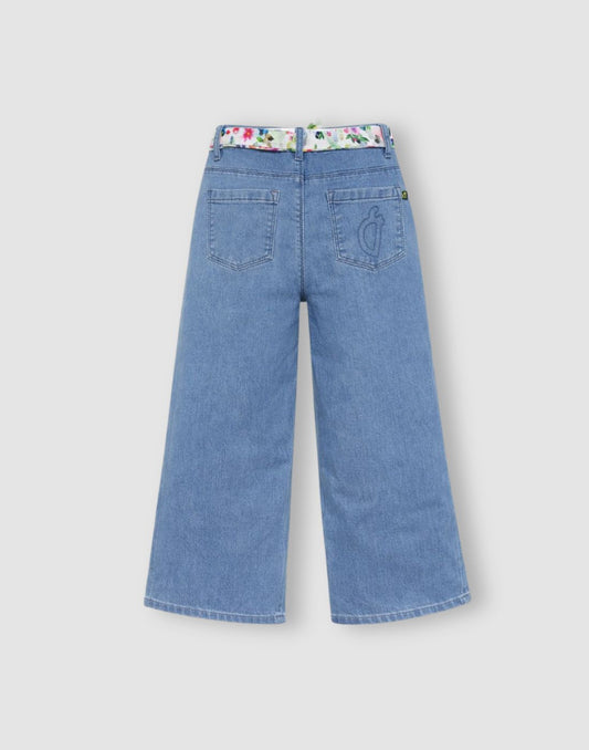 Gini and Jony Girls Blue Solid Denim Culottes