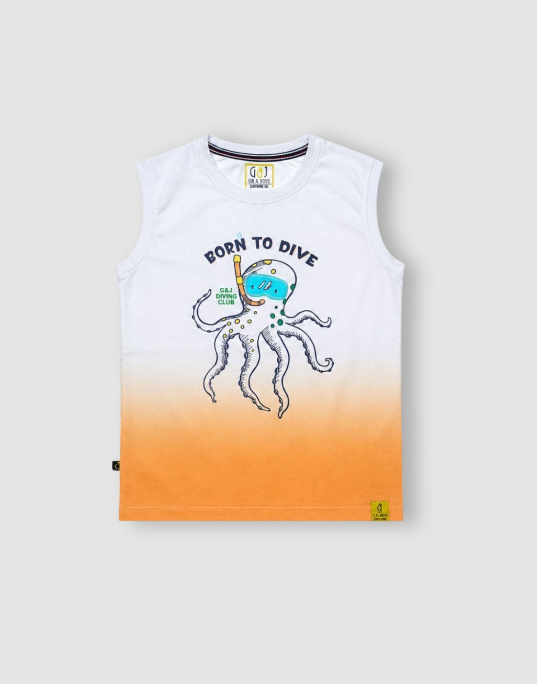 Gini and Jony Boys Orange Cotton Sando Sleeveless