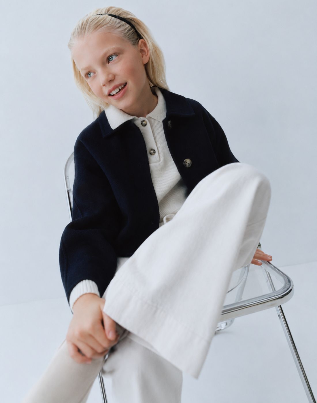 Girls White Denim Woven JEANS