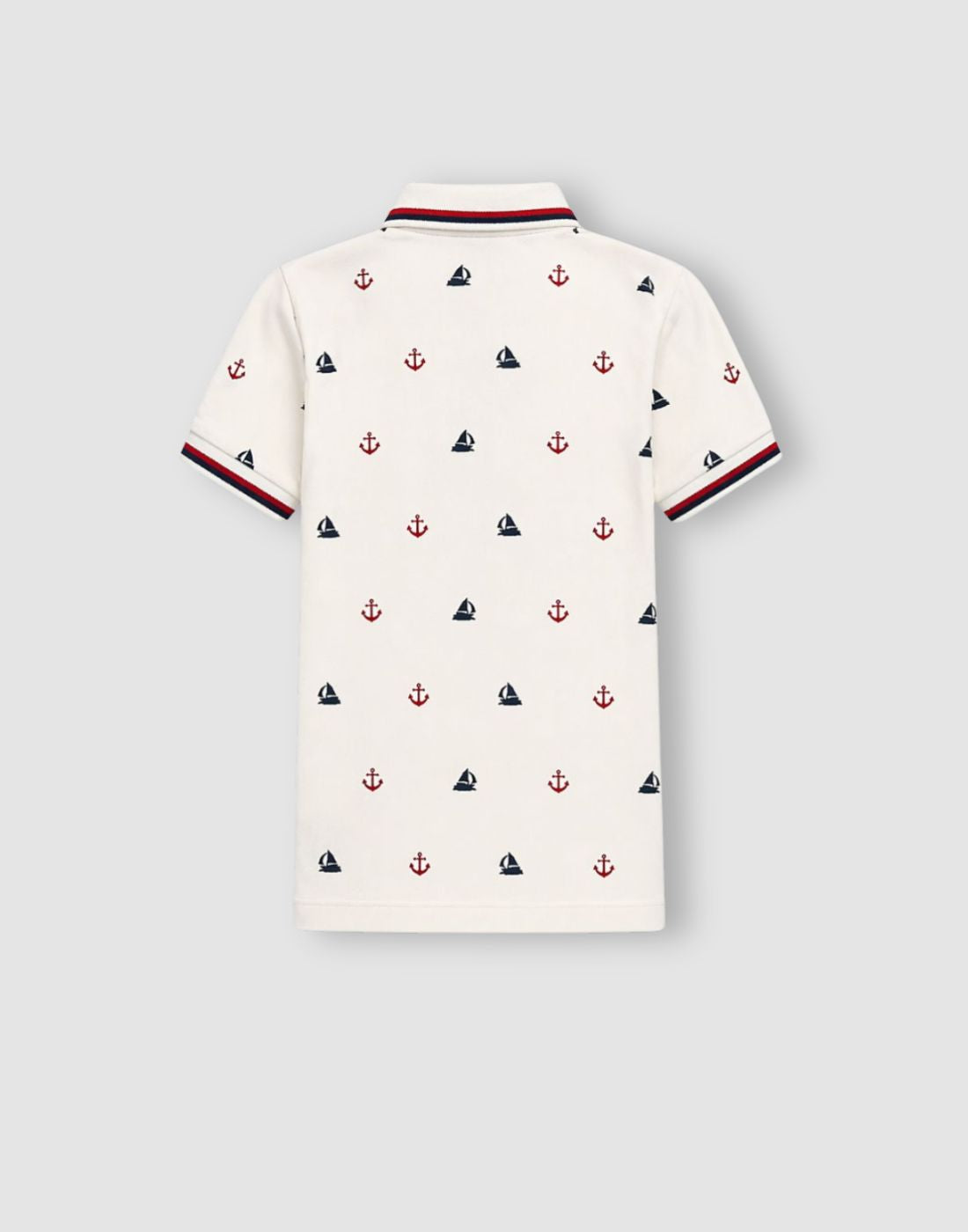 White Printed Cotton Polo T-Shirt