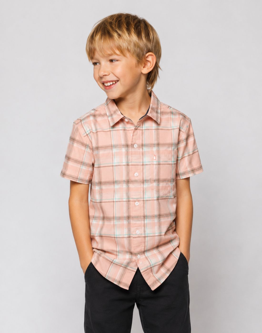 Gini and Jony Boys Pink Cotton Shirt Half Sleeves