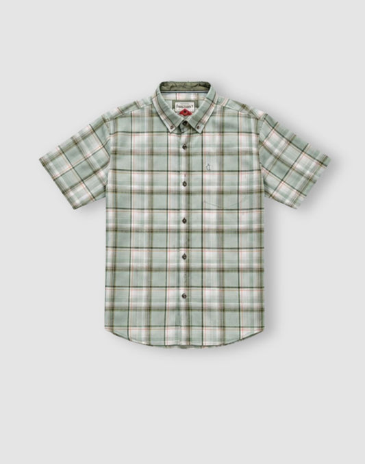 Gini and Jony Boys Green Cotton Shirt Half Sleeves