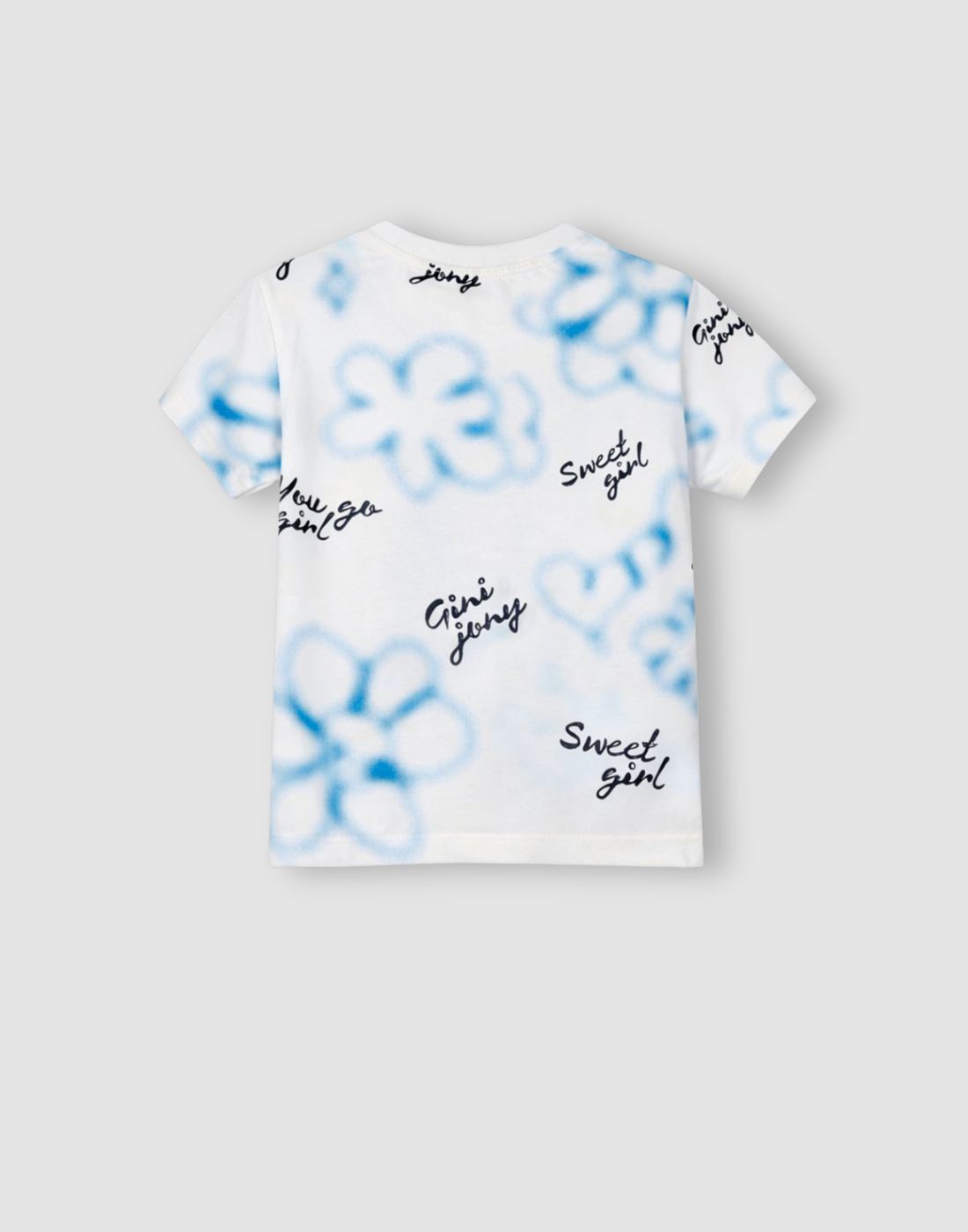Gini and Jony Girls White Graphic Cotton Knit Top