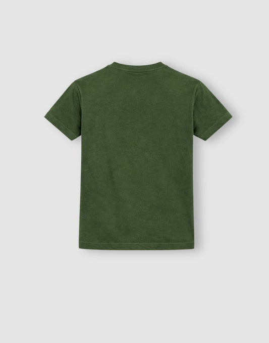 Gini and Jony Boys Green Typography Cotton T-Shirt