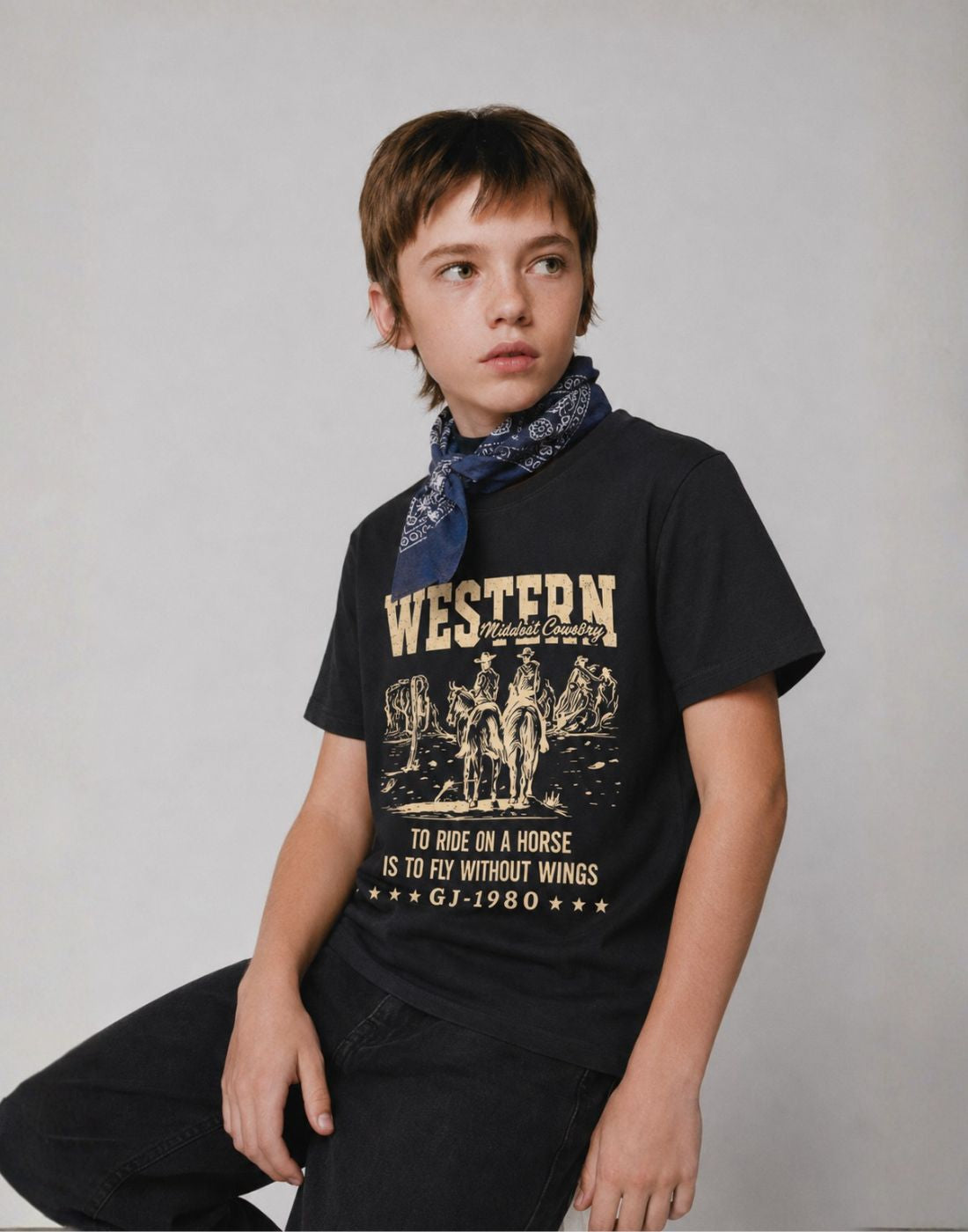 Black Graphic Cotton T-Shirt