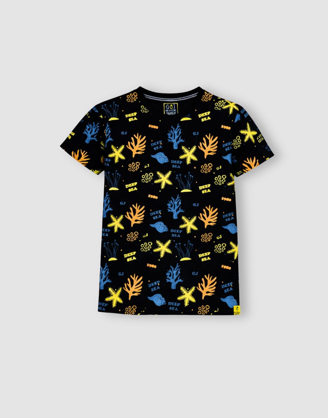 Black Printed Cotton T-Shirt