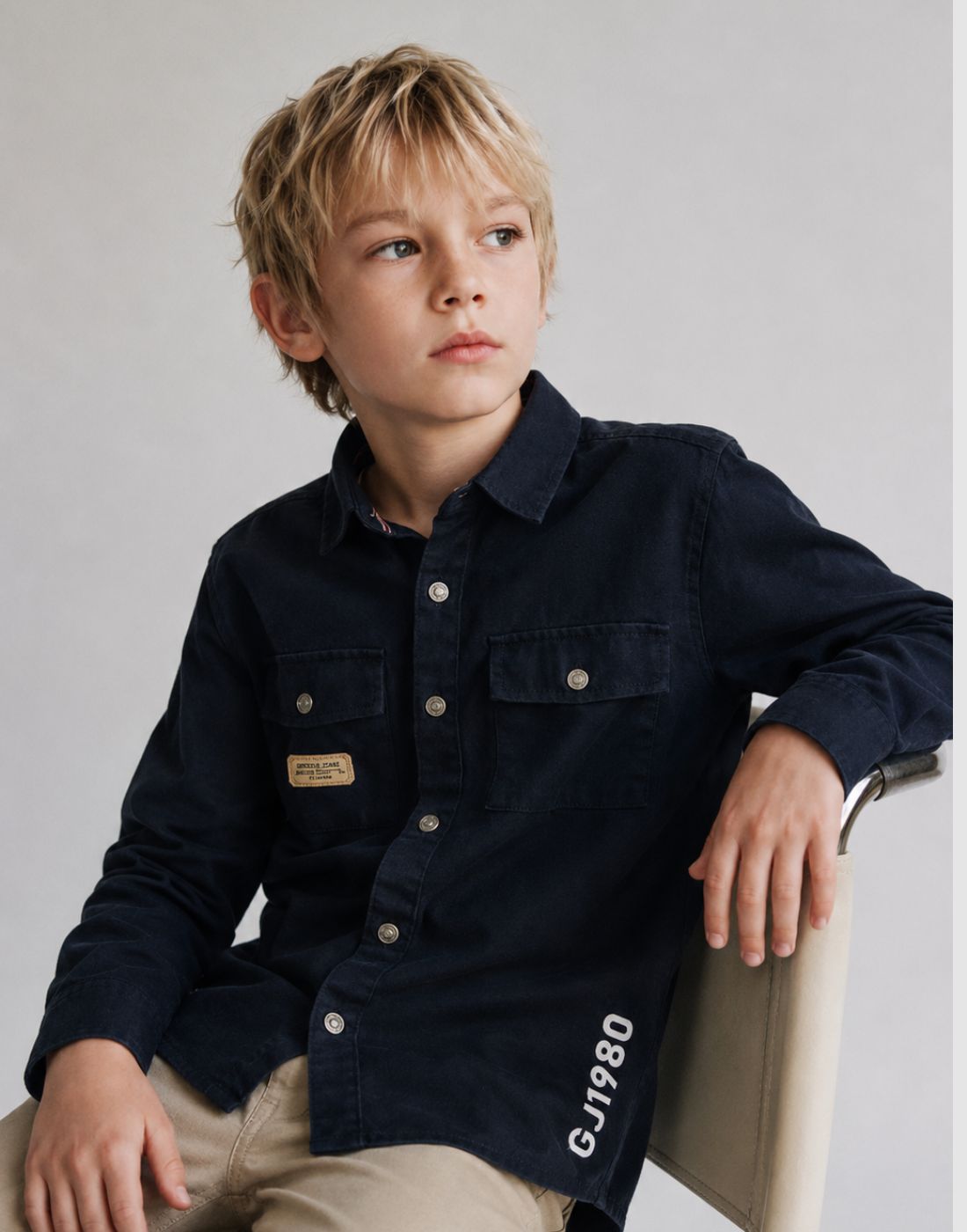 Gini and Jony Boys Black Solid Cotton Shirt