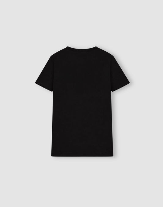 Boys Black Cotton Knit Half Sleeve T-Shirt