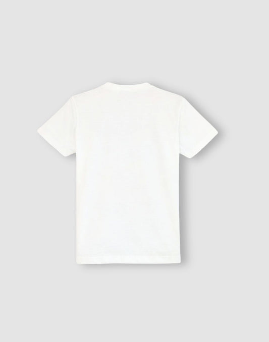 Boys White Cotton Knit Half Sleeve T-Shirt