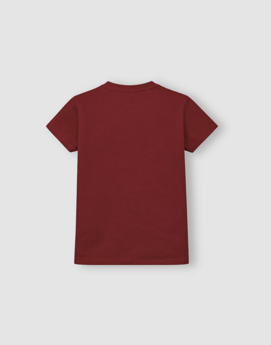 Boys Burgandy Cotton Knit Half Sleeve T-Shirt