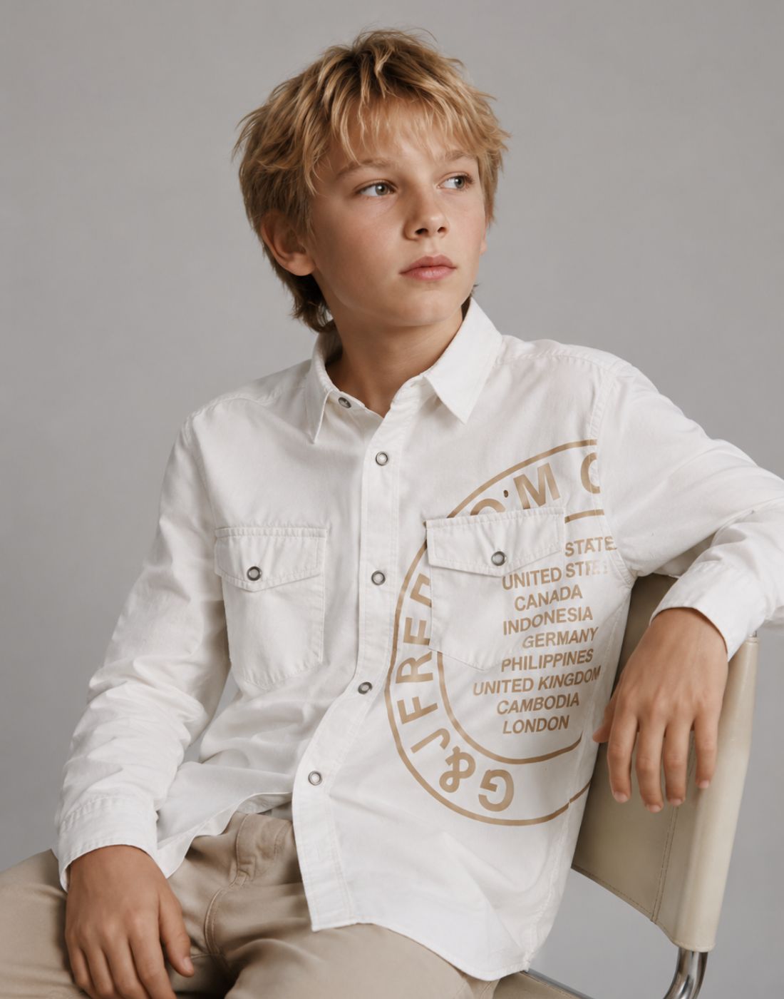 Gini and Jony Boys White Solid Cotton Shirt