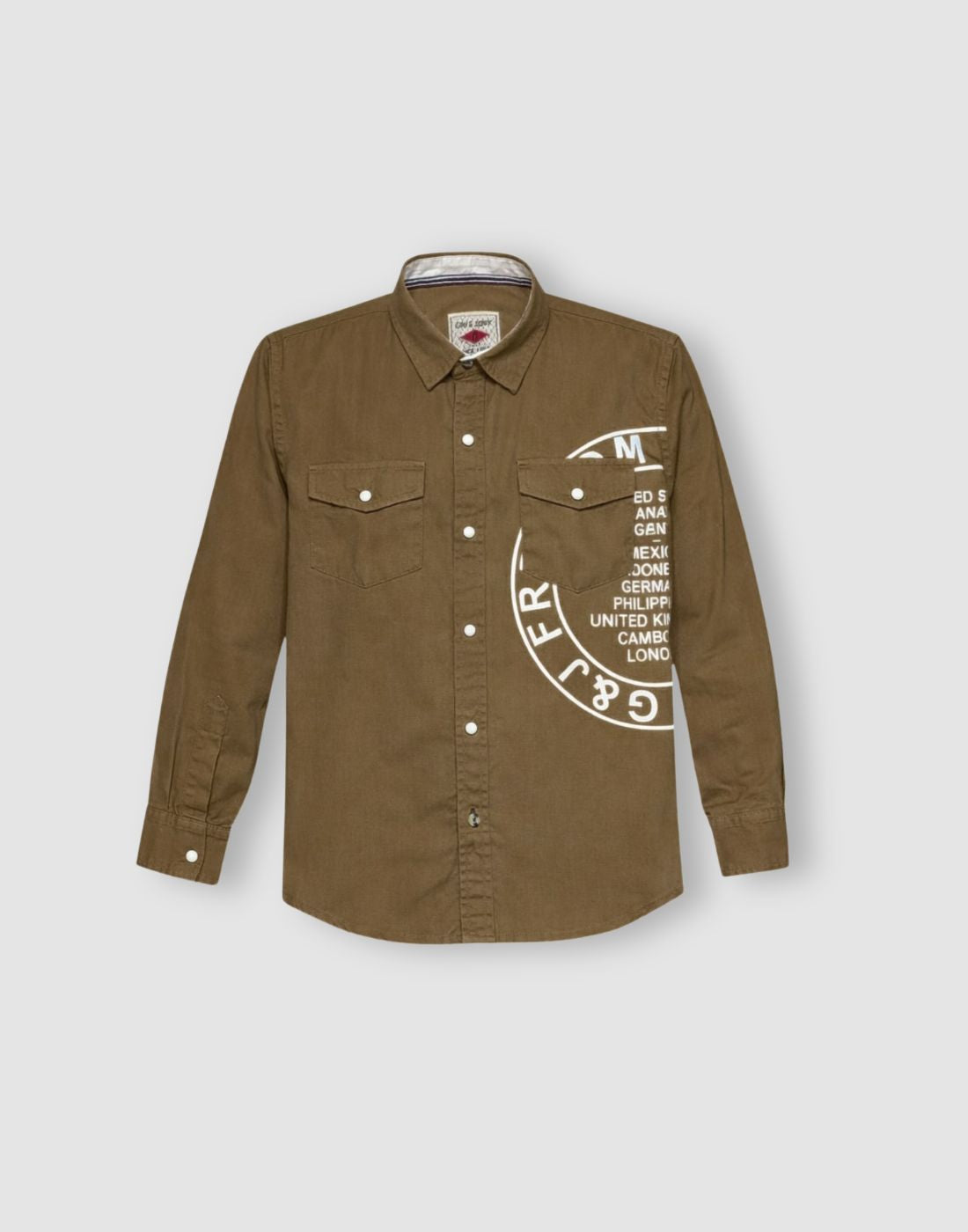 Gini and Jony Boys Beige Solid Cotton Shirt
