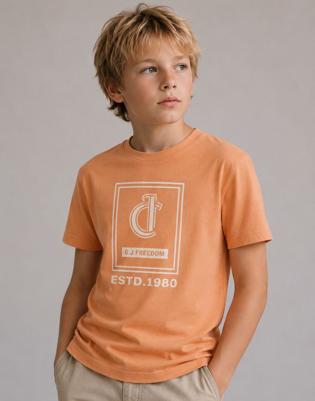 Peach Graphic Cotton T-Shirt