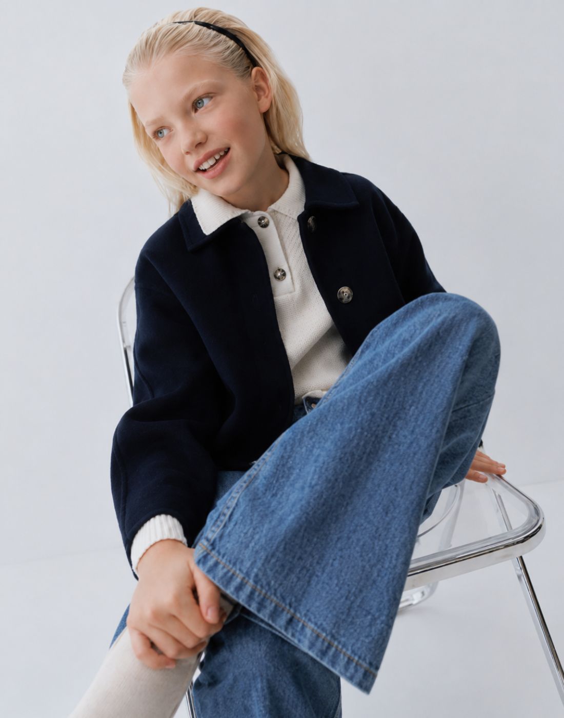 Girls Light Blue Denim Woven JEANS