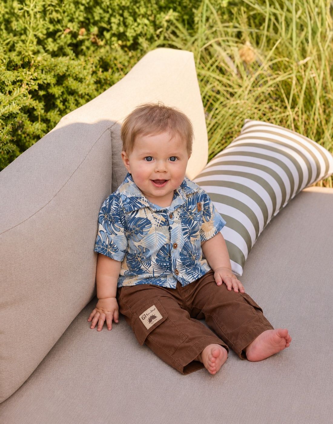 GJ Baby Boys Mid-Rise Cotton Elasticated Trousers