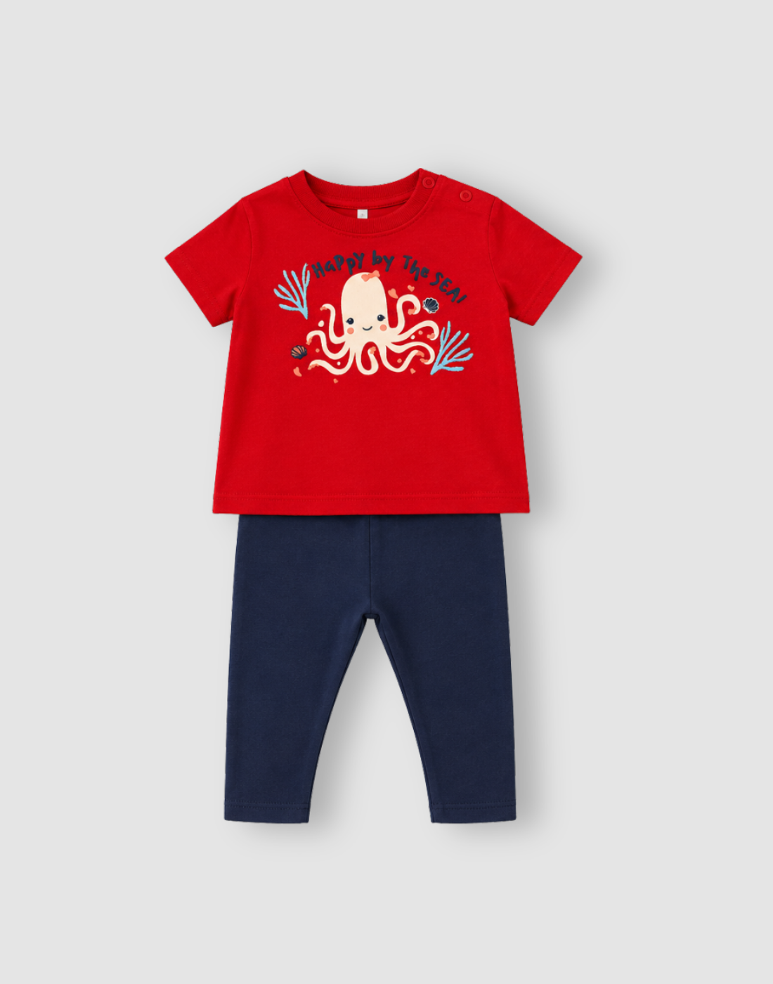 GJ Baby Girls Red Cotton Regular CO-ORDINATE