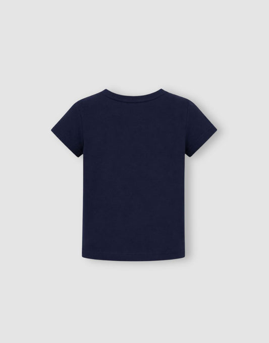 Gini and Jony Girls Navy Cotton Knits Top Half Sleeves