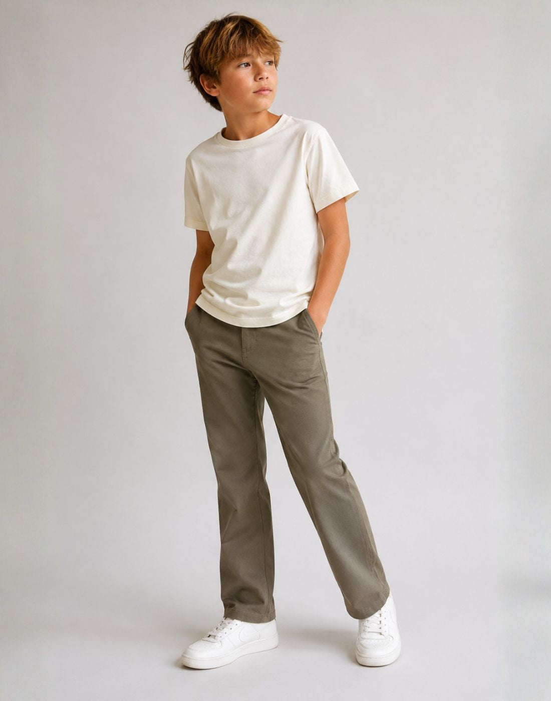 Boys Tan Cotton Woven Trouser