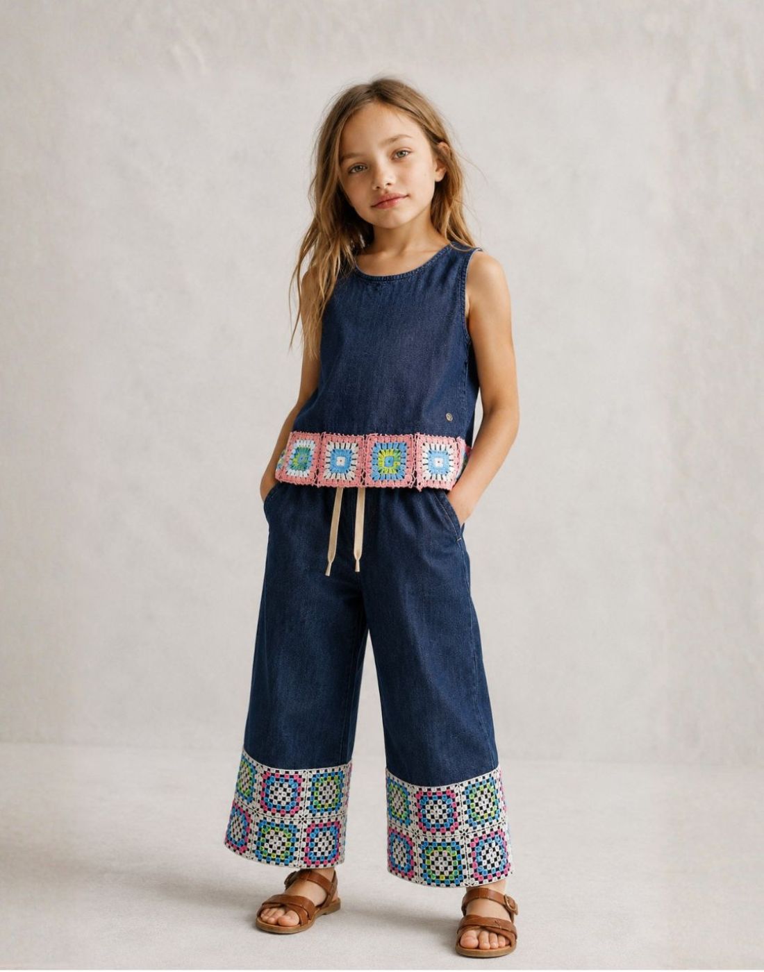 Gini and Jony Girls Blue Denim Cullotes Elasticated
