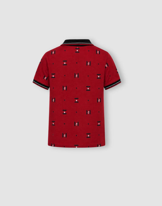 Gini and Jony Boys Red Cotton Polo T-Shirt Half Sleeves