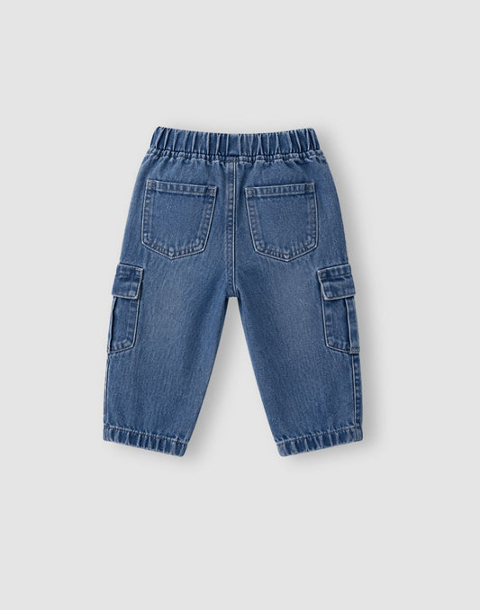 GJ Baby Boys Blue Cotton Fitted JEANS