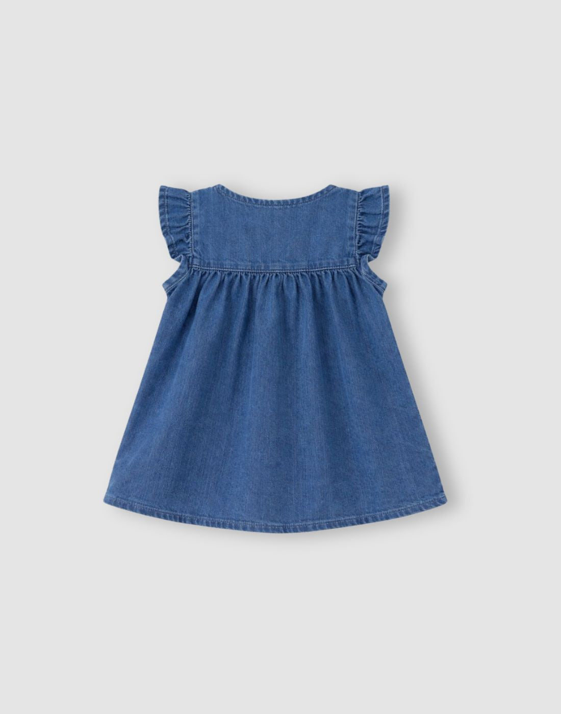 Blue Solid Denim A-Line Dress