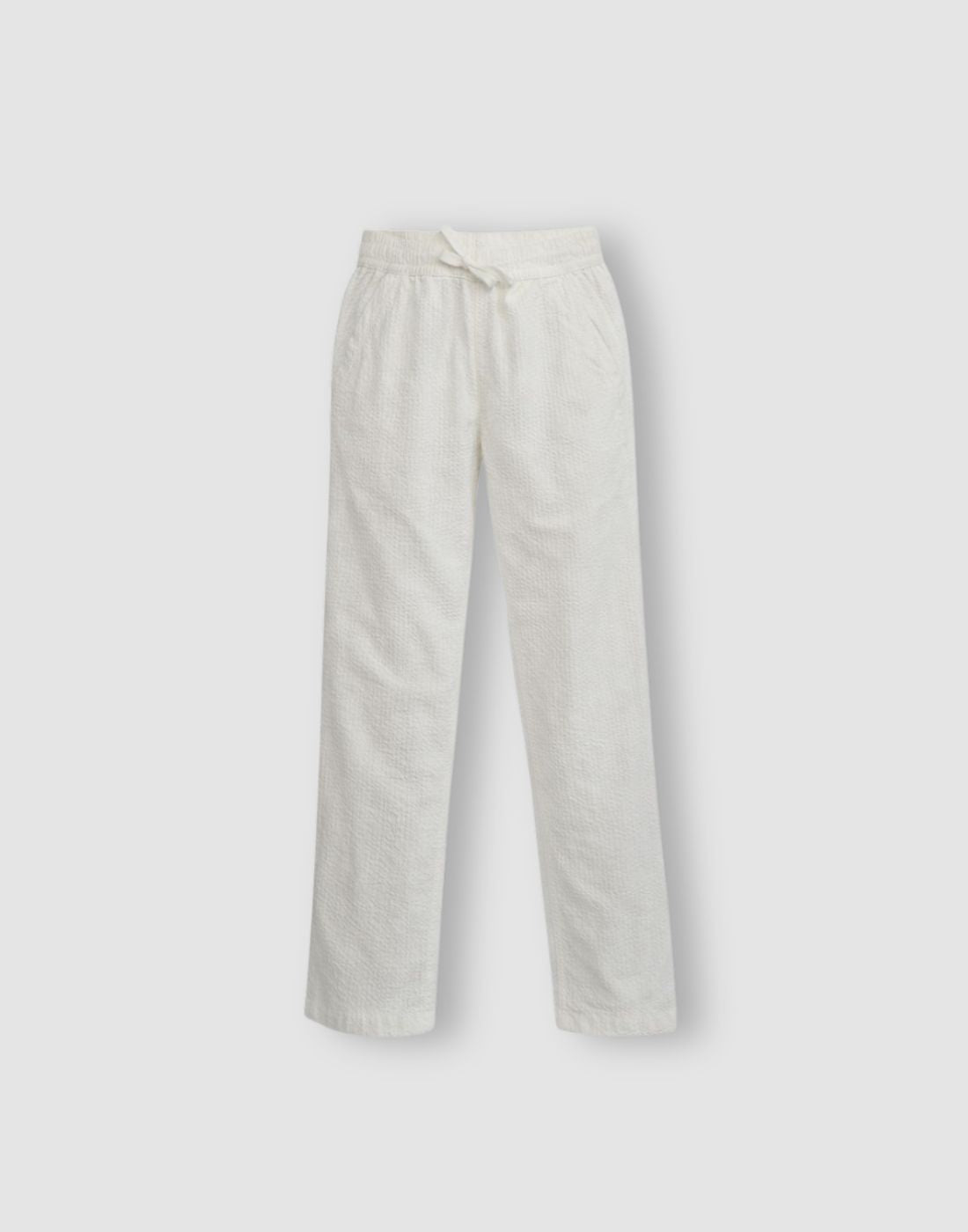 Boys White Cotton Woven Trouser