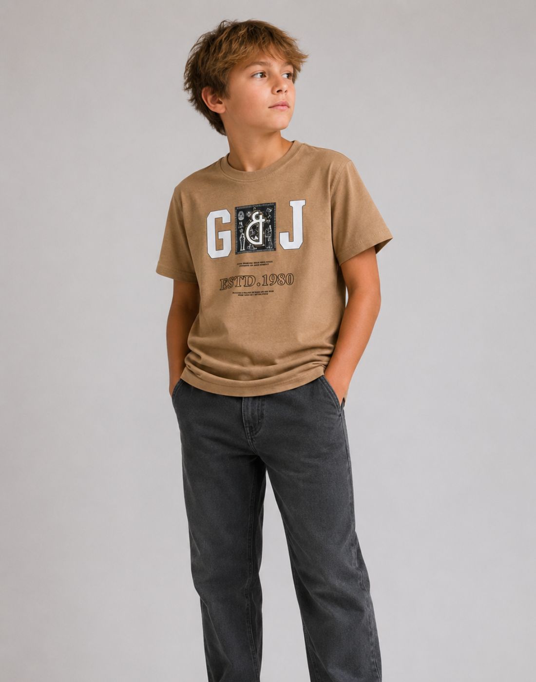 Brown Graphic Cotton T-Shirt