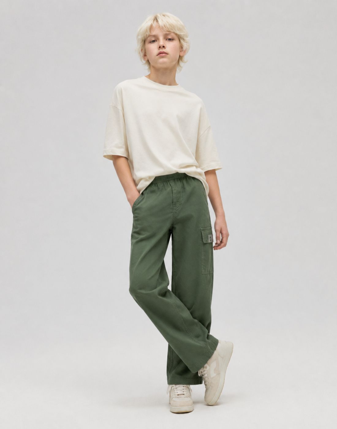 Gini and Jony Boys Olive Cotton Trouser Fixed Waist