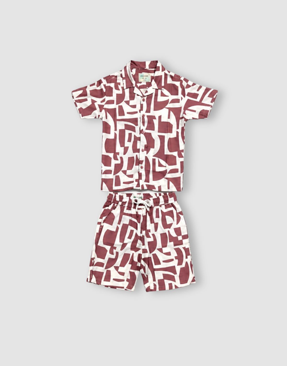 Gini and Jony Boys Mauve Cotton Co-Ordinate Half Sleeves