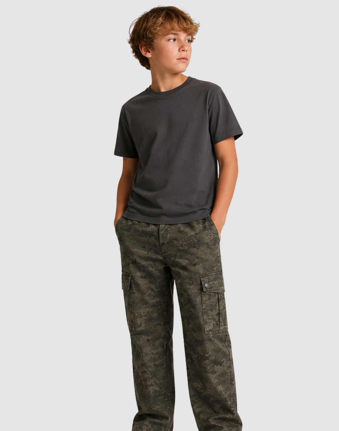 Boys Olive Cotton Woven Trouser
