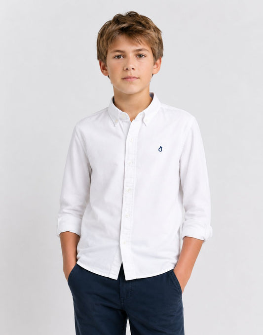 Gini and Jony Boys White Textured Shirt Full Sleeves