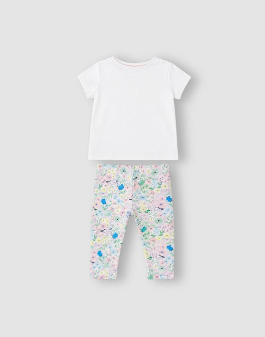 GJ Baby Girls White Cotton Regular CO-ORDINATE