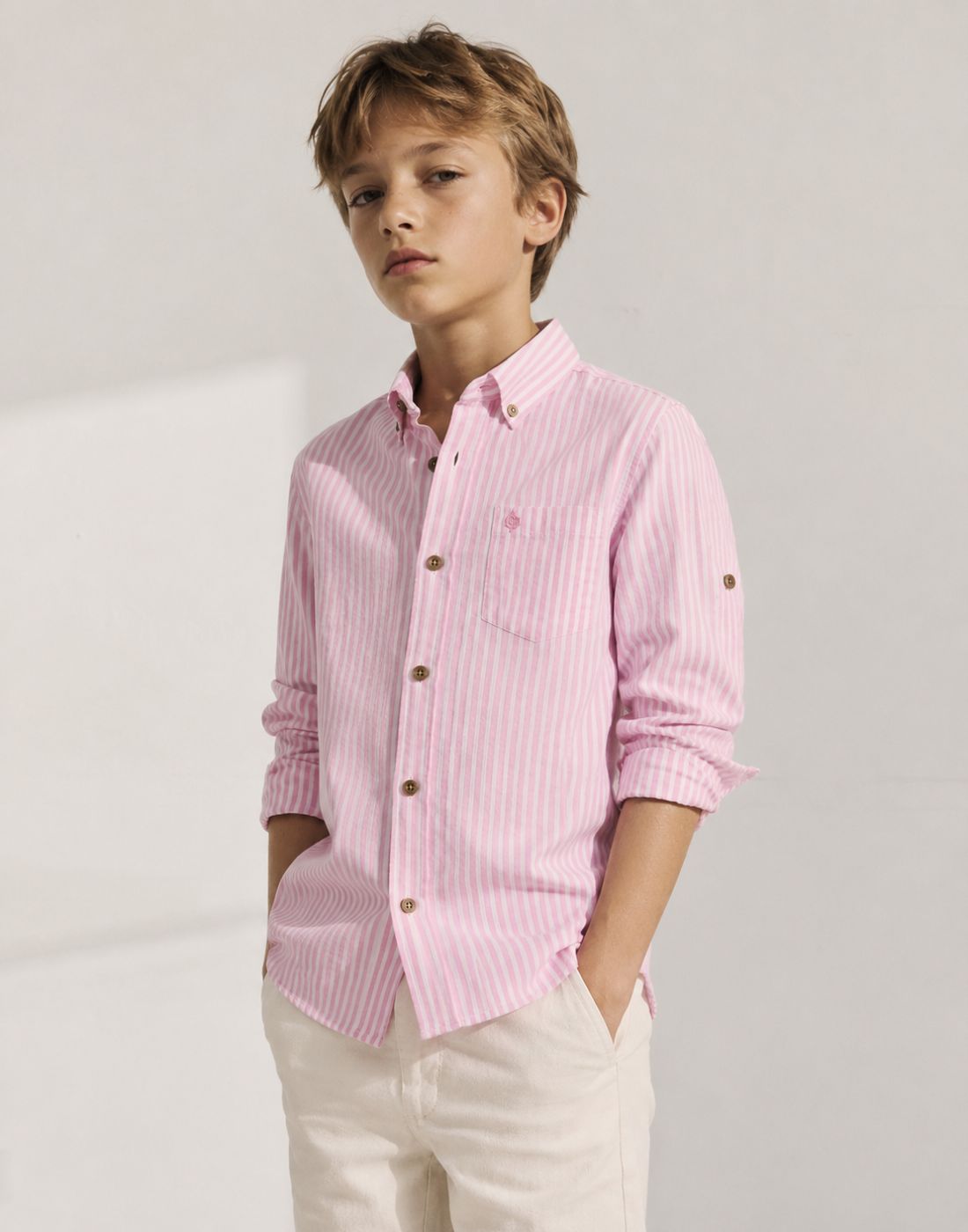 Gini and Jony Boys Pink Stripe Shirt