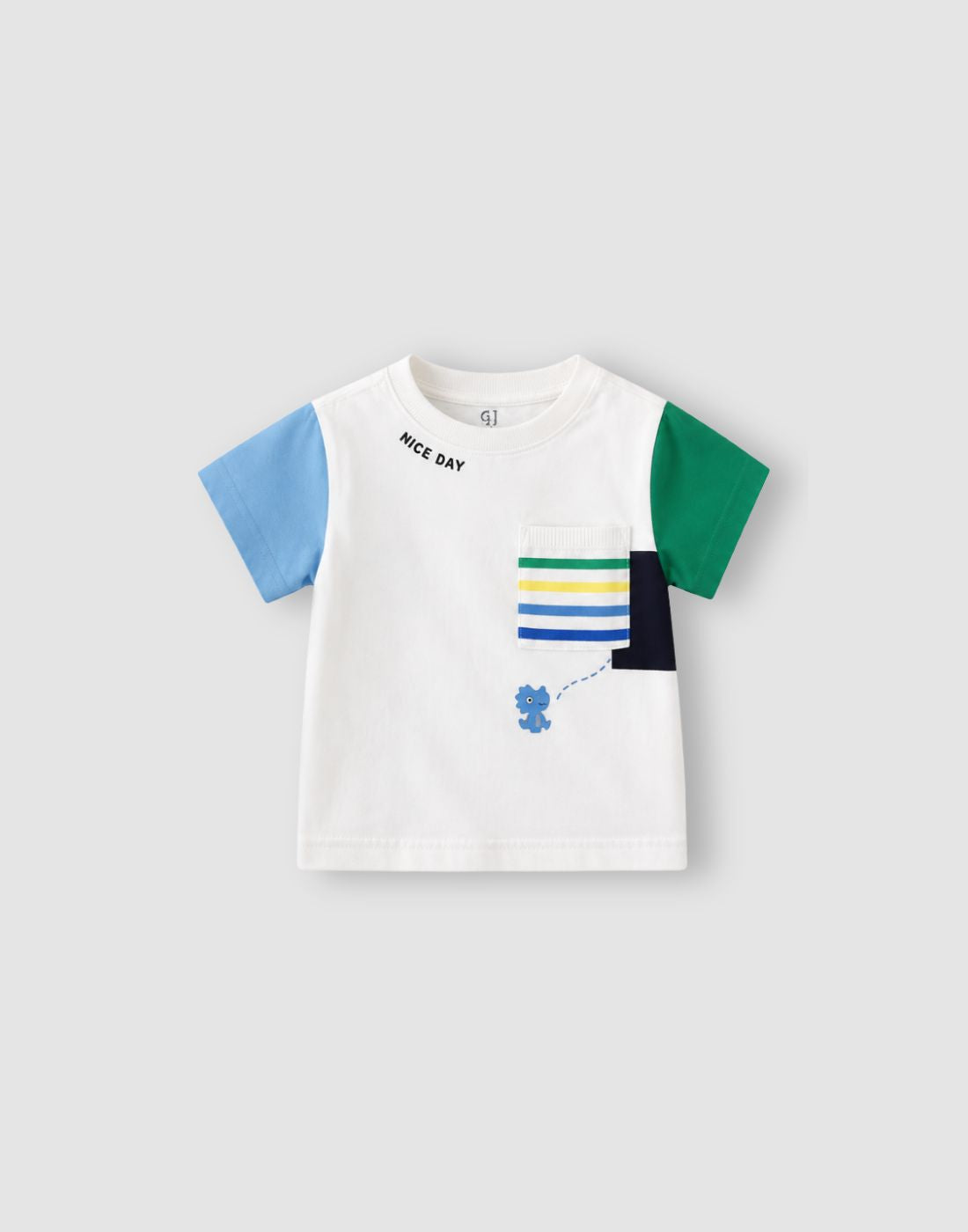 GJ Baby Boys White Cotton Regular T-SHIRT