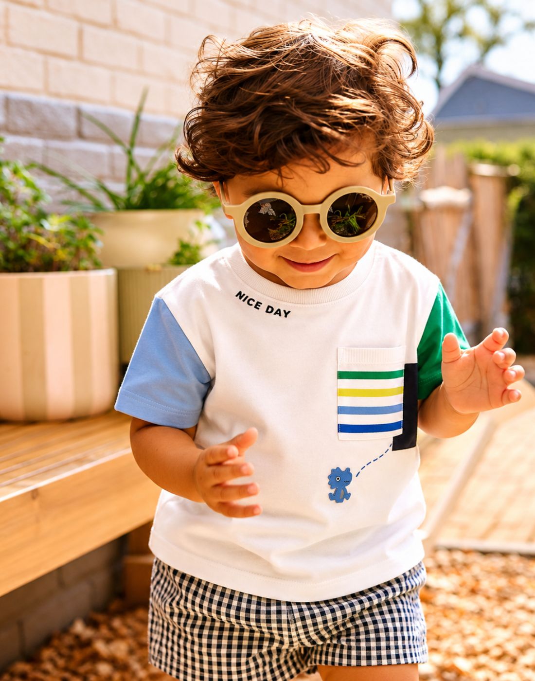 GJ Baby Boys White Cotton Regular T-SHIRT